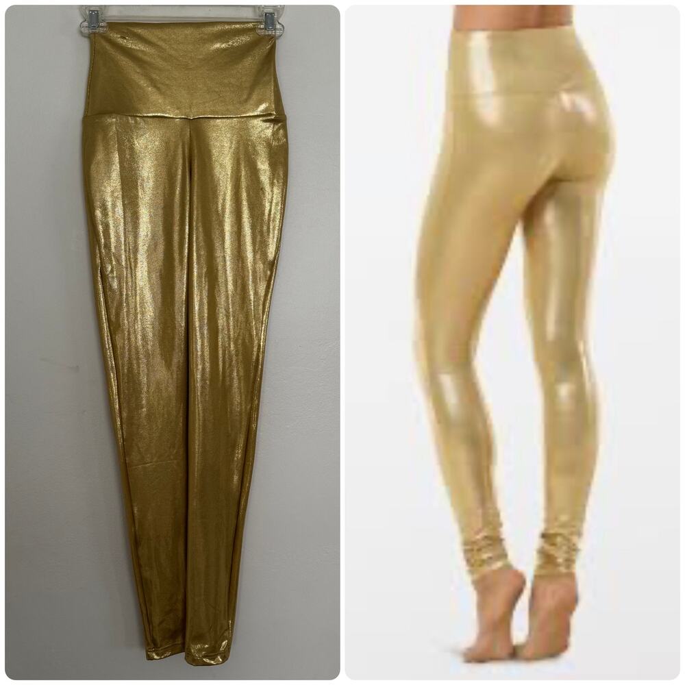 Balera Metallic Full Length Leggings in Gold
